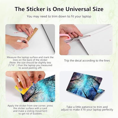 Laptop Skin Sticker Decal, Universal Reusable Vinyl Laptop Cover for 12" 13" 13.3" 14" 15" 15.4" 15.6" Notebook PC, Reusable Waterproof Scratch-Resistant with 2 Wrist Pads,Galaxy Art Forest - color: Galaxy Art Forest