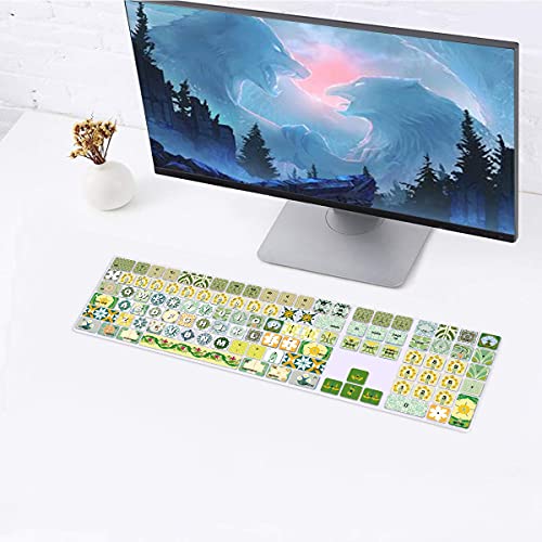 Silicone Keyboard Cover Skin for Mac Wireless Magic Keyboard with Numeric Keypad MQ052LL/A(Model: A1843) 2017/2018,Cute Print,US Layout,Bohemian Green - color: Bohemian Green