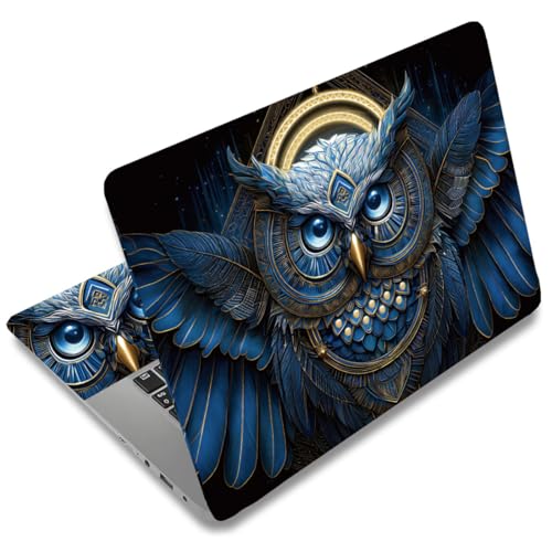 SUPERDANT Laptop Skin Sticker Blue Owl Laptop Decals Personalized Universal Notebook Computer Wrap Vinyl Skin Stickers Cover Art Decal Removable 12-15.6 Inch Waterproof Scratch-Resistant Gifts - style: Blue owl