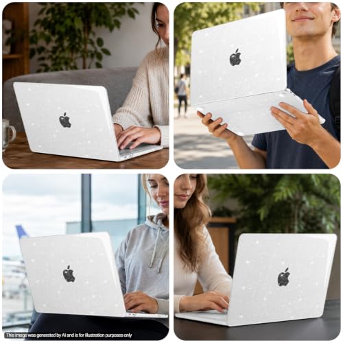 MOSISO Sparkly Glitter Case Compatible with MacBook Neo Case 13 inch 2026 | Model A3404 with A18 Pro Chip, Crack-Resistant Protective Hard Shell Case&Keyboard Cover&ScreenFilm&Pouch, Transparent - color: Transparent