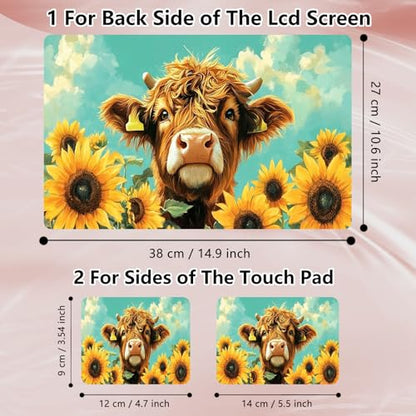 Laptop Skin Sticker Decal 12" 13" 13.3" 14" 15" 15.6",Waterproof Scratch Resistant Vinyl,Reusable Easy to Apply,for MacBook HP Dell Notebooks Netbooks Laptop,2 Wrist Pads,Cute Highland Cow - color: Cute Highland Cow
