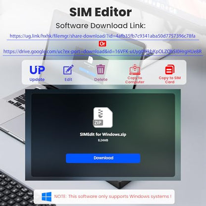 SIM Card Adapter Reader - Sim Card Adapter Kit, Micro, Nano, Standard Sim Card Readers with Eject Pin - USB to S im Card Reader Edit and Read Messages/Contacts, Plug & Play for Windows Computer Laptop