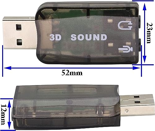 External 5.1 USB Stereo Sound Card USB 2.0 to 3D Audio Sound Card Adapter Virtual 5.1 Channel for Windows and Mac, PC, Notebook with 3.5mm Headphone and Microphone - 2 Pack/Black - color: black