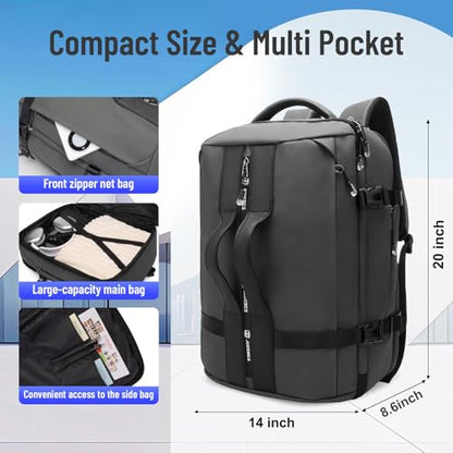 50L Waterproof Carry on Travel Backpack for Men Women, Airline Approved Convertible Duffle Backpack Luggage Bag, TSA Overnight Bags, Fits 17" Laptop Smart Backpack-Grey - color: 6940w-grey