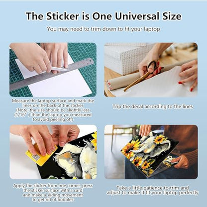 Universal Laptop Skin Sticker with 2 Wrist Pad Skins, Waterproof Scratch Resistant Vinyl Laptop Cover Decal, Cut to Fit for 11–15.6 Inch MacBook HP Dell Lenovo, Elephant Sunflower - color: Elephant Sunflower