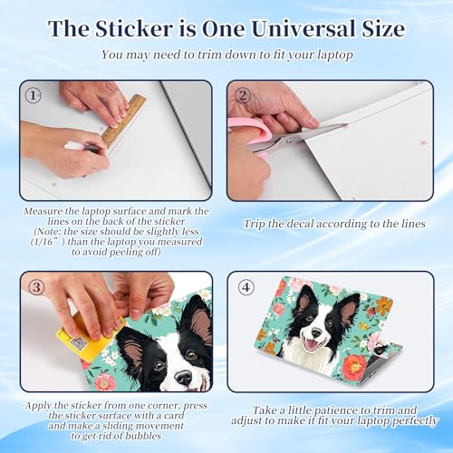 Universal Laptop Protective Skin,Trim-to-Fit Vinyl Sticker for 13–16 Inch Laptop,MacBook,Tablet & Notebook,Scratch-Proof Waterproof Cover,Flower Dog - color: Flower Dog