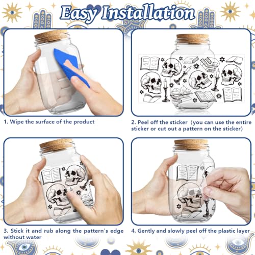Hamsa Evil Eye UV DTF Cup Wraps, 10 Sheets Transfer Sticker | Waterproof UV DTF Stickers, Custom Vinyl Decals for 16oz Coffee Cups Tumblers Bottles Mugs, DIY Gifts & Crafts - style: Hamsa Hands and Evil Eye