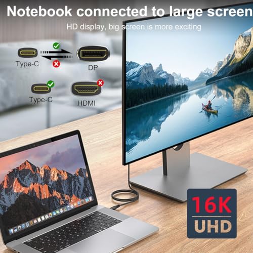chenyang USB C to 80Gbps DisplayPort 2.1 Cable Supports 16K@30Hz with DSC, 10K@60Hz, 8K@60Hz, 4K@240/165/144Hz, 2K@240/165/120Hz 6.56FT - style: DisplayPort 8K