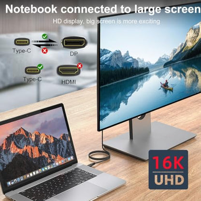 chenyang USB C to 80Gbps DisplayPort 2.1 Cable Supports 16K@30Hz with DSC, 10K@60Hz, 8K@60Hz, 4K@240/165/144Hz, 2K@240/165/120Hz 6.56FT - style: DisplayPort 8K