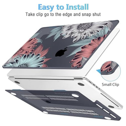 Mektron Case for M5 MacBook Pro 14 inch 2026 Model A3427 A3426 Fit 2025-2021 Model A3434 A3112 M4 A3112 A3401 A3185 M3 A2918 A2992 M2 A2779 M1 A2442 Pro/Max Cover, Blooming Chrysanthemums - color: Blooming Chrysanthemums