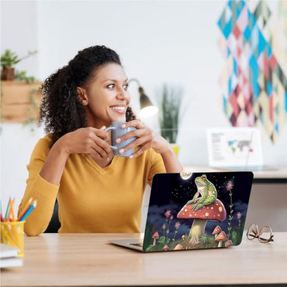 Universal Laptop Skin, DIY Cut-to-Fit Vinyl Cover Compatible with HP, Dell, Lenovo, Mac (13.3" to 15.6"), Anti-Scratch, No Residue & Bubble-Free Protective Decal Sticker, Frog Mushroom Moon - color: Frog Mushroom Moon