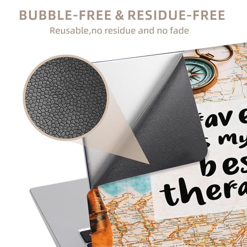 Universal Laptop Skin Sticker for 12/13/14/15.6 Inch Laptops, Reusable Vinyl Laptop Decal Cover, Waterproof Scratch Resistant Notebook Skin with 2 Wrist Pads,Fun Travel Map - color: Fun Travel Map