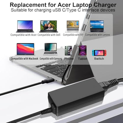 45W USB C Laptop Charger for Acer Chromebook R13 11 13 15 311 315 CP311 CP713 C933 CB5-312T R751T SF713 SP714 N17Q5 N17P6 N16Q10 N16Q14 N16Q12 N18Q1 N15Q13 PA-1450-78 A16-045N1A AC Adapter Power Cord