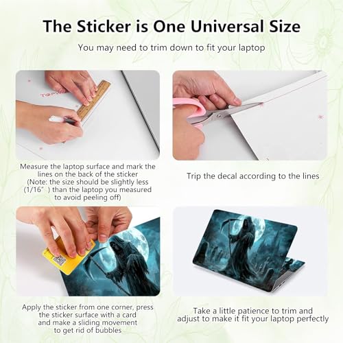 Laptop Skin Sticker Decal, Universal Reusable Vinyl Laptop Cover for 12" 13" 13.3" 14" 15" 15.4" 15.6" Notebook PC, Waterproof Scratch-Resistant with 2 Wrist Pads, Easy to Apply & Remove,Grim Reaper - color: Grim Reaper