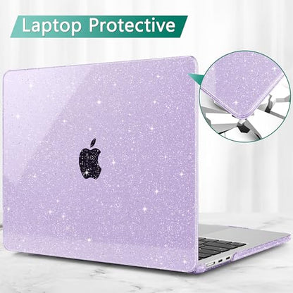 May Chen Case for MacBook Air 13/13.6-inch (M5/M4/M3/M2, 2022-2026 Models A3449 A3240 A3113 A2681), Lightweight | Closes Seamlessly | Ideal for Work Hard Shell Case, Purple Glitter - color: Purple Glitter