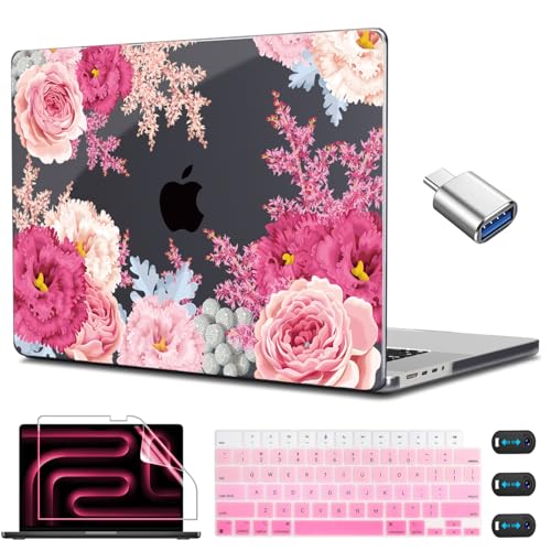 CISSOOK Compatible with MacBook Pro 14 inch Case 2026-2021 M5 M4 M3 M2 M1 | A3434 A3427 A3426 A3112 A3185 A3401 A2918 A2992 A2779, 5in1 Kit Hard Shell Case, Scratch Resistant, Gorgeous Flowers﻿ - color: 14inch-Gorgeous Flowers