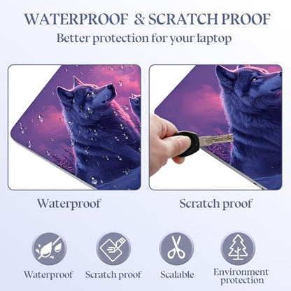 Universal Laptop Skin Sticker Decal,15.6 Inch Laptop Vinyl Cover for 13" 14" 15.6" Laptop,Scratch-Resistant Waterproof Protector Wrap,Reusable with Wrist Pads,Wolf & Pup Mountains - color: Wolf & Pup Mountains