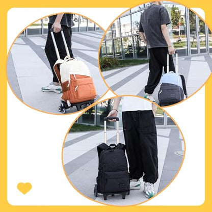 Mfikaryi Rolling Backpack, Kids Wheeled Backpack, 20L Capacity, 6 Wheels, Adjustable, Grey - color: A-6 Wheels-Grey, size: 6 Wheels