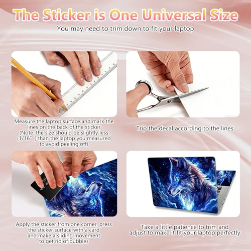Laptop Skin Sticker Decal 12" 13" 13.3" 14" 15" 15.6",Waterproof Scratch Resistant Vinyl,Reusable Easy to Apply,for MacBook HP Dell Notebooks Netbooks Laptop,2 Wrist Pads,Blue Wolf Cloud - color: Blue Wolf Cloud