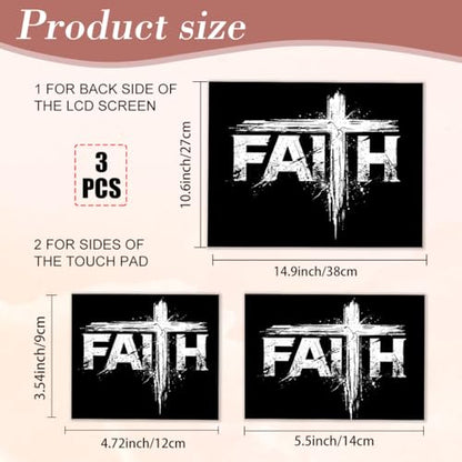 PLIGREAT 15 Inches Laptop Decal Sticker Skin Cover, Cross Faith Art Design Laptop Sticker Decals Fits 12" to 15" Laptops Universal Waterproof Removable, Black White - color: Black White