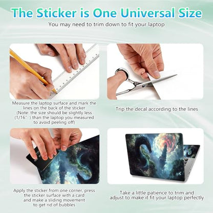 Laptop Skin Sticker Decal 12"-15.6" Universal Laptop/Notebook/Netbook Vinyl - Waterproof Scratch Resistant,Fits HP Dell Lenovo MacBook,2 Free Wrist Pads,Easy Apply & Remove,Dragon Forest - color: Dragon Forest