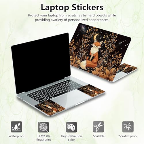 Laptop Skin Sticker Decal, Universal Reusable Vinyl Laptop Cover for 12" 13" 13.3" 14" 15" 15.4" 15.6" Notebook PC, Waterproof Scratch-Resistant with 2 Wrist Pads, Easy to Apply & Remove,Cute Fox - color: Cute Fox