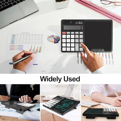 Calculator with Writing Pad - Solar & Battery Dual Power Supply - 12-Digit Large Display Calculator for Business and Office Use (HY-666S) - color: HY-666S