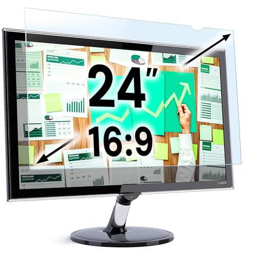 24 inch Blue Light Blocking Screen Protector Panel for 16:9 Widescreen Computer Monitor and Laptop - PC Anti-UV Eye Protection Filter Film - Anti-Scratch Diagonal Frame Shield [1 Pack] - color: Blue Screen for Monitor, size: [1 Pack] 24" DIAGONAL (16:9)