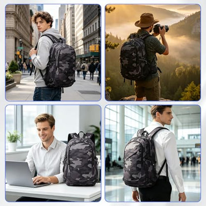 Kono Travel Laptop Backpack with USB Charging Port, Business Anti Theft Slim Sturdy Personal Item Bag, Water Resistant College Computer Daypack for Men & Women Fits 15.6 Inch Notebook, Camo - color: Camo