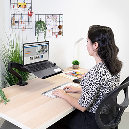 Mount-It! Laptop Desk Mount Arm with Gas Spring, Height Adjustable Laptop Stand for Desk, Fits Laptops up to 17 Inch, Full Motion Laptop Tray Mount with Clamp or Grommet Installation - style: Laptop Arm