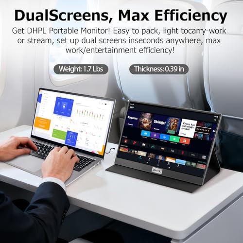 Portable Monitor 15.6 Inch, Aluminum Alloy USB-C Laptop Monitor with Magnetic Smart Cover, FHD IPS Anti-Glare Second Screen for Laptop PC Mac Switch, VESA Mountable Travel Display
