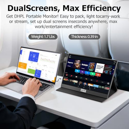 Portable Monitor 15.6 Inch, Aluminum Alloy USB-C Laptop Monitor with Magnetic Smart Cover, FHD IPS Anti-Glare Second Screen for Laptop PC Mac Switch, VESA Mountable Travel Display