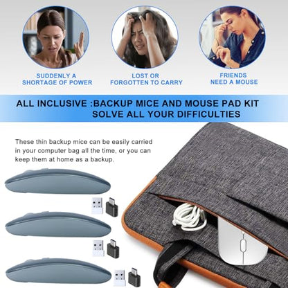 Battery Wireless Mouse, 2.4G Noiseless Mouse with USB Receiver - Slim Portable Computer Mice, 3 DPI Quiet Silent Optical Laptop Mice for PC, Tablet, Laptop Notebook Computer- Silver - color: Silver 03