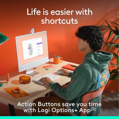 Logitech POP Mouse Compact and Portable Wireless Bluetooth Mouse- Off-White | Programmable buttons, quiet clicks, easy-switch between up to 3 devices, for laptop, tablet, and PC, portable design - color: Off White