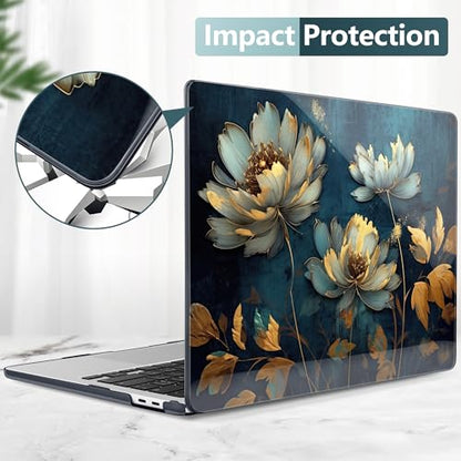 Batianda Case for Microsoft Surface Laptop 13 inch 2025 2026, Blooming Gold | Fits Model 2095, Artistic Patterns Ultra-Slim Lightweight Scratch-Resistant Hard Shell with Professional Protection - color: Blooming gold