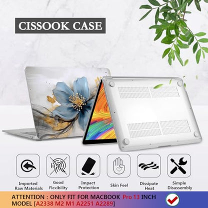 CISSOOK Compatible with MacBook Pro 13 inch 2025-2020 Release Model M2 M1 | 4in1 Set Plastic Hard Shell Case&Keyboard Cover&Screen Protector A2338 A2251 A2289 with Touch Bar, , Retro Golden Floral - color: Pro 13inch-Retro Golden Floral
