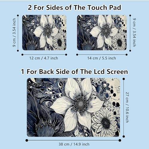 Universal Laptop Skin Sticker with 2 Wrist Pad Skins, Waterproof Scratch Resistant Vinyl Laptop Cover Decal, Cut to Fit for 11–15.6 Inch MacBook HP Dell Lenovo, Black White Sunflowers - color: Black White Sunflowers