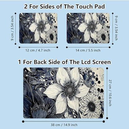Universal Laptop Skin Sticker with 2 Wrist Pad Skins, Waterproof Scratch Resistant Vinyl Laptop Cover Decal, Cut to Fit for 11–15.6 Inch MacBook HP Dell Lenovo, Black White Sunflowers - color: Black White Sunflowers