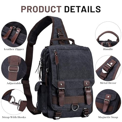 mygreen Canvas Cross Body Messenger Bag Shoulder Sling Backpack Travel Rucksack - color: Dark Blue, size: Large
