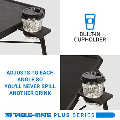 Table-Mate TV Tray Table | Portable Desk Folding Dinner Tray, Couch Table Trays for Eating Snack Food, Portable Laptop Desk, Bed Trays for Eating | Adjustable TV Trays with 3 Angles and Cup Holder - size: 15"D x 21"W x 29"H