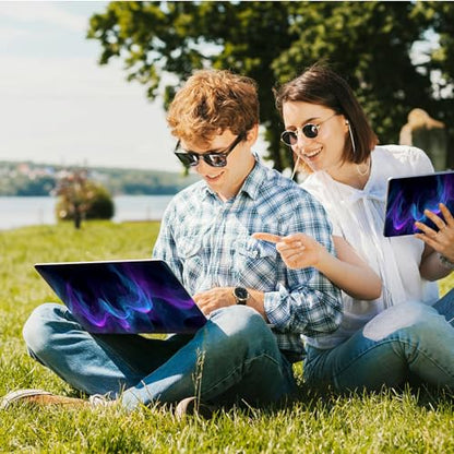 Universal Laptop Skin Sticker with 2 Wrist Pad Skins, Waterproof Scratch Resistant Vinyl Laptop Cover Decal, Cut to Fit for 11–15.6 Inch MacBook HP Dell Lenovo, Abstract Purple Blue Wave - color: Abstract Purple Blue Wave