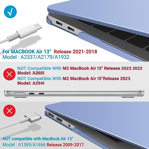 IBENZER Compatible with New MacBook Air 13 inch Case 2022 2021 2020 M1 A2337 A2179 A1932, Plastic Hard Shell Case with Keyboard Cover for Mac Retina Display with Touch ID, Serenity Blue, MMA-T13SRL+1 - color: Serenity Blue