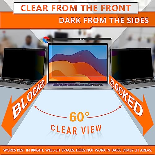 ZOEGAA Privacy Screen MacBook Pro 13 Inch (2012-2015), Magnetic Removable Anti Blue Light Filter Laptop Privacy Screen Protector with Camera Cover for MacBook 13'' Model (A1278, A1425, A1502) | 1 Install Ways; Anti Bule Light/Glare; Camera Cover; Compatib