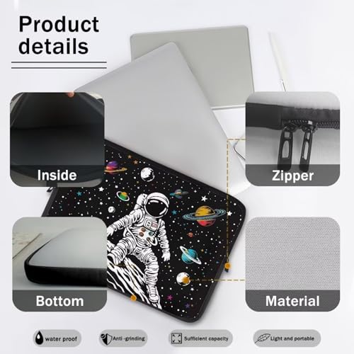 Astronaut Galaxy Planet Laptop Sleeve, Laptop Bag Computer Cover Sturdy Zipper Protective Tablet Carrying Case Universal 10-17 Inch Notebook Sleeves Briefcase for Business/School - color: Astronaut Galaxy Planet, size: 10 Inch