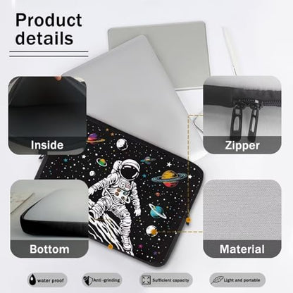 Astronaut Galaxy Planet Laptop Sleeve, Laptop Bag Computer Cover Sturdy Zipper Protective Tablet Carrying Case Universal 10-17 Inch Notebook Sleeves Briefcase for Business/School - color: Astronaut Galaxy Planet, size: 10 Inch