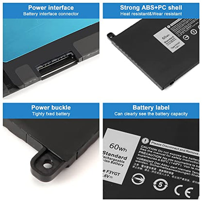 F3YGT 60WH Latitude 7480 7490 Battery 2X39G Replacement for Dell Latitude 12 7000 7280 7290/13 7000 7380 7390 P29S002/14 7000 7480 7490 P73G002 Series DM3WC KG7VF P73G DM6WC [60Wh/7.6V] - size: 9.6*4.13*0.21inch F3YGT