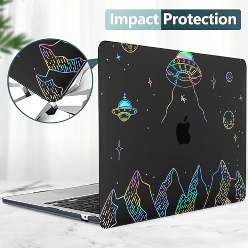 Clear Black Case for MacBook Air 13 inch 2021-2018 M1 A2337 A2179 A1932, Plastic Hard Shell Case & Keyboard Cover for MacBook Air 13.3 inch, Planet - color: Clear Black Planet