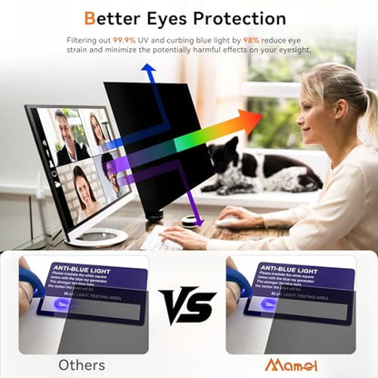 Mamol 21.5 Inch Computer Privacy Screen - Removable Anti Blue Light Glare Filter, Anti-Scratch Protective Film - size: 21.5'' Privacy Screen (16:9)