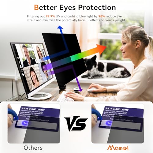 Mamol 21.5 Inch Computer Privacy Screen - Removable Anti Blue Light Glare Filter, Anti-Scratch Protective Film - size: 21.5'' Privacy Screen (16:9)
