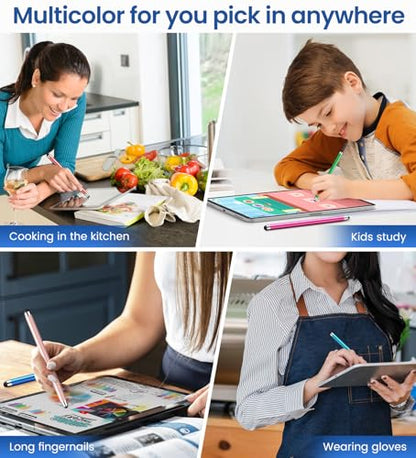 Stylus Pen for Touchscreen 20 Pack, 2 in 1 Universal Stylus High Precision Sensitivity, Stylus Pen for ipad, iPhone, Android, Galaxy Microsoft,Chromebook Tablet All Capacitive Touch Screens - color: Metallic Colors-20pack